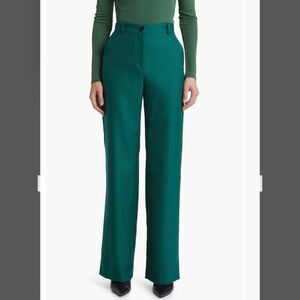 Boss Tireka Virgin Wool Flare Trousers in Open Green Size 4